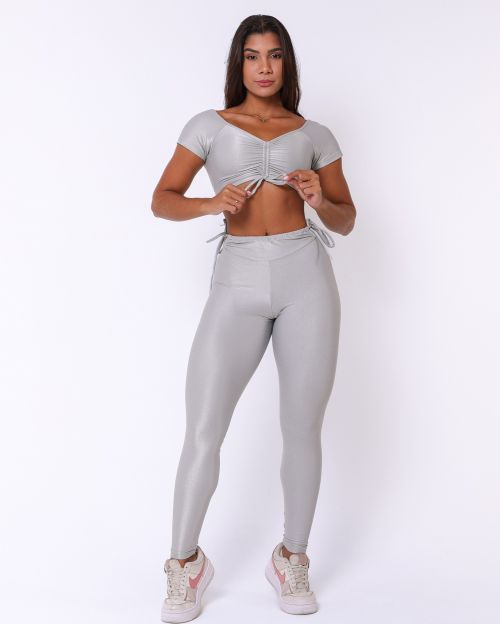Conjunto Cal�a Empina Ajuste Compress�o + Top Manguinha