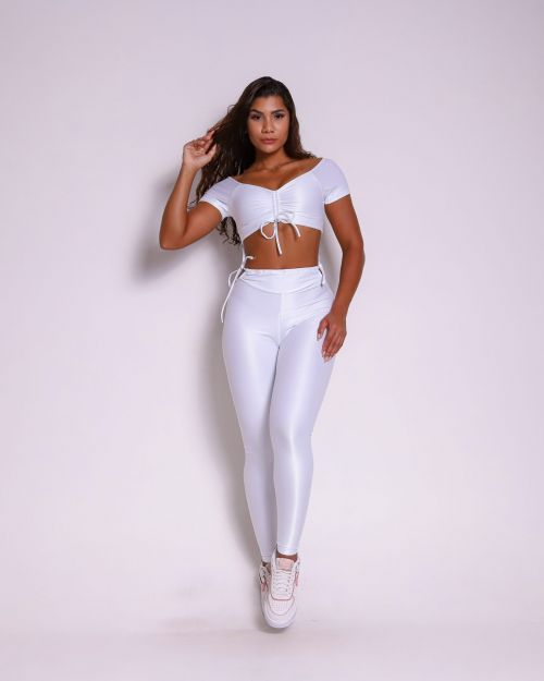 Conjunto Calça Empina Ajuste Compressão + Top Manguinha