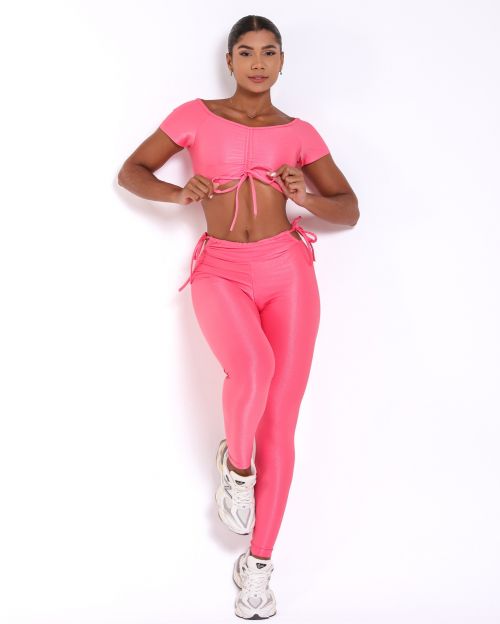 Conjunto Cal�a Empina Ajuste Compress�o + Top Manguinha