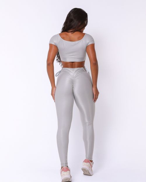 Conjunto Cal�a Empina Ajuste Compress�o + Top Manguinha