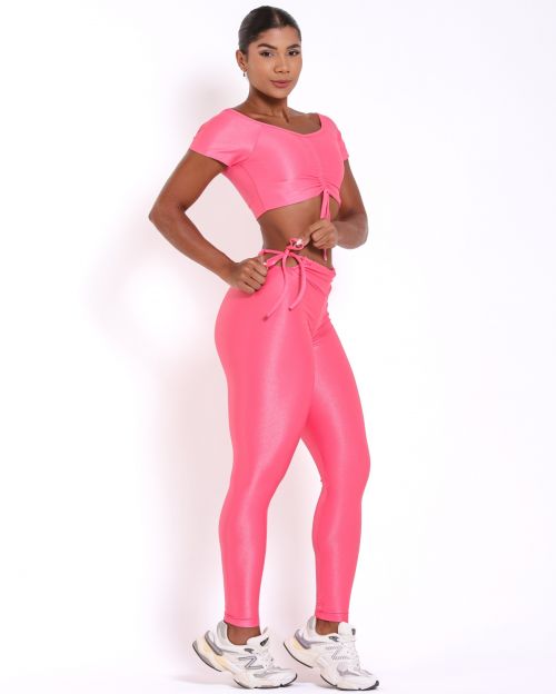 Conjunto Cal�a Empina Ajuste Compress�o + Top Manguinha