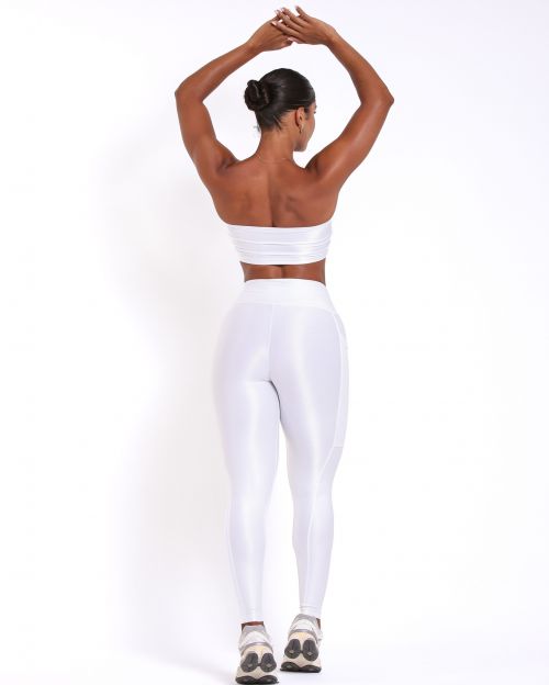 Conjunto Calça Legging Básica Bolso Compressão + Top Faixa