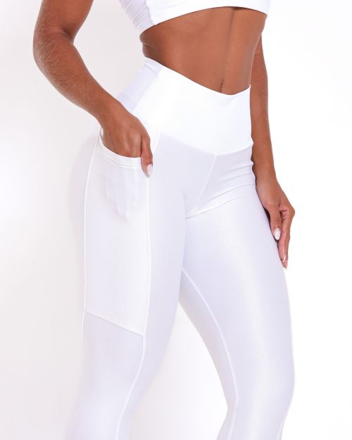 Conjunto Calça Legging Básica Bolso Compressão + Top Faixa