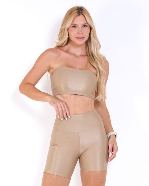Conjunto Short Bolso Duplo Compressão + Top Faixa
