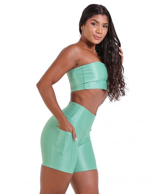 Conjunto Short Bolso Duplo Compressão + Top Faixa