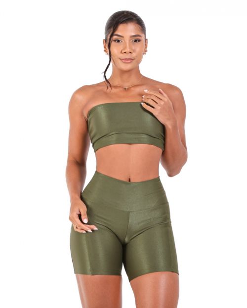 Conjunto Short Bolso Duplo Compressão + Top Faixa