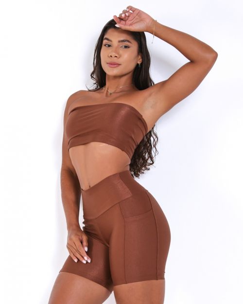 Conjunto Short Bolso Duplo Compressão + Top Faixa