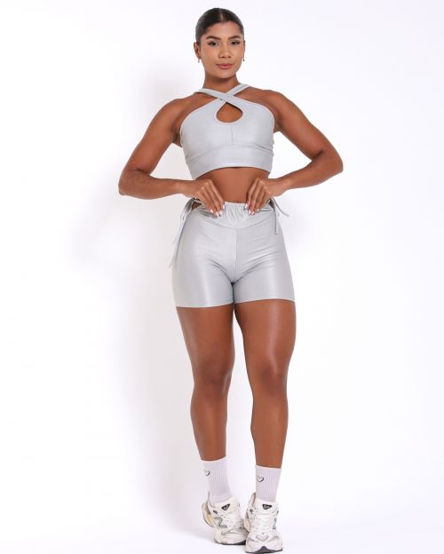 Conjunto Short Empina Ajuste Compressão + Top Cruzado