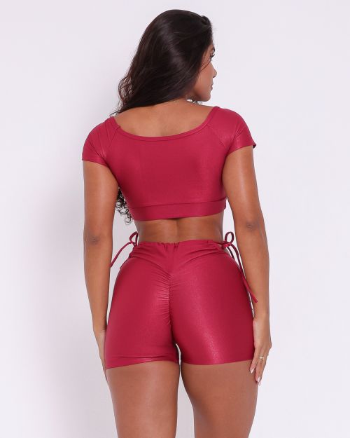 Conjunto Short Empina Ajuste Compressão + Top Manguinha