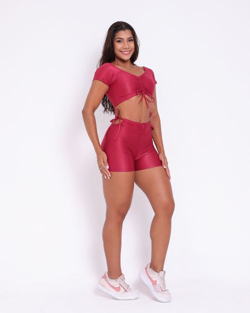 Conjunto Short Empina Ajuste Compressão + Top Manguinha