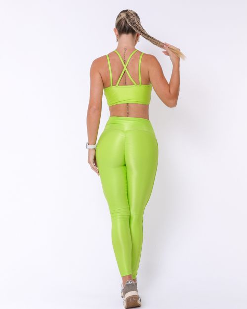 Conjunto Calça Legging Empina Vivo Cós Reto Compressão + Top Lari