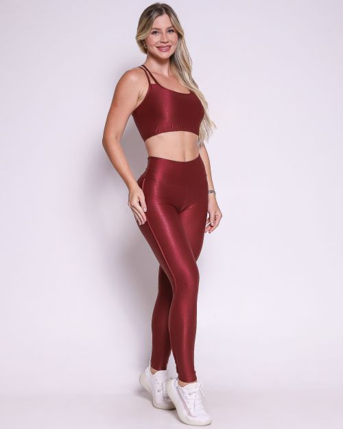 Conjunto Calça Legging Empina Vivo Cós Reto Compressão + Top Lari