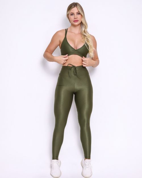 Conjunto Calça Legging Empina Compressão + Top Vivi
