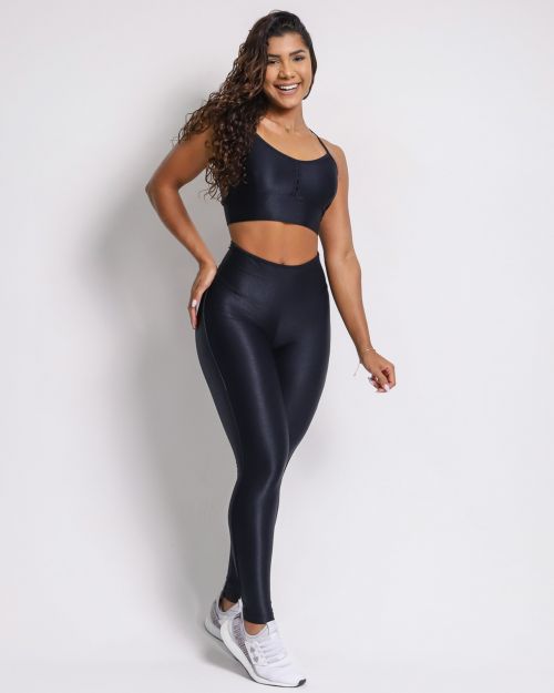 Conjunto Cal�a Legging Empina Vivo C�s Reto Compress�o + Top B�zios