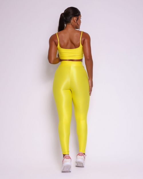 Conjunto Calça Legging Básica Cós Cruzado Compressão + Top Bruna