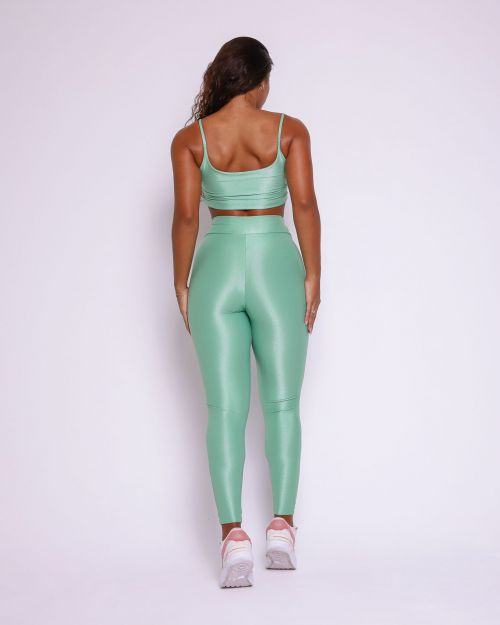 Conjunto Calça Legging Básica Cós Cruzado Compressão + Top Bruna