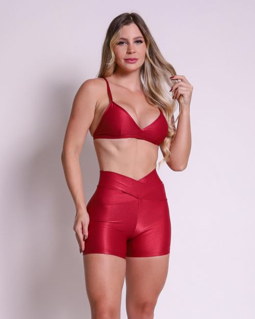 Conjunto Short Básico Cós Cruzado Compressão + Top Rafa