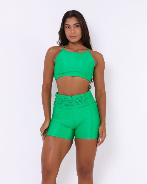 Conjunto Short Básico Cós Franzido Compressão + Top Paula