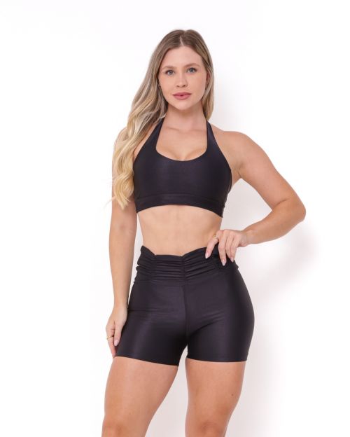 Conjunto Short B�sico C�s Franzido Compress�o + Top Jhully
