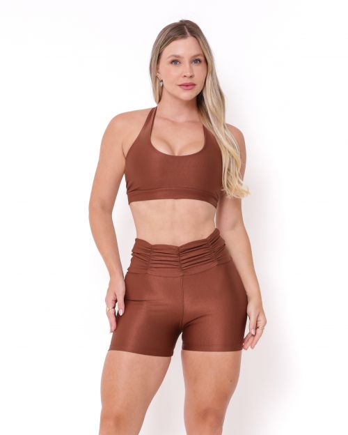 Conjunto Short B�sico C�s Franzido Compress�o + Top Jhully