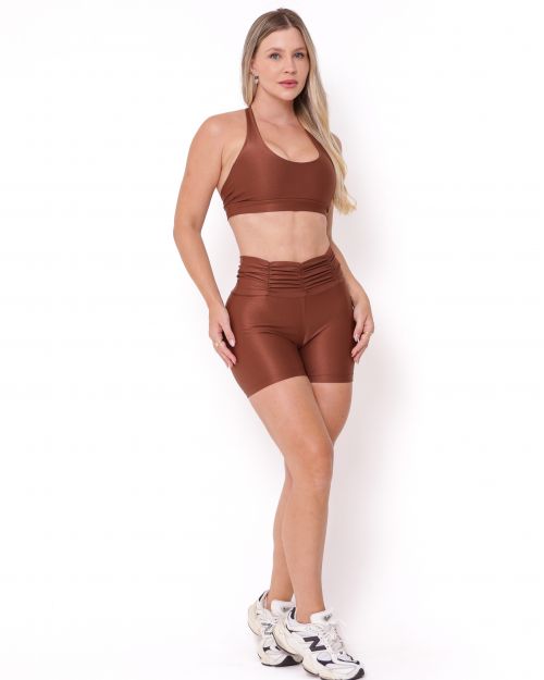 Conjunto Short B�sico C�s Franzido Compress�o + Top Jhully