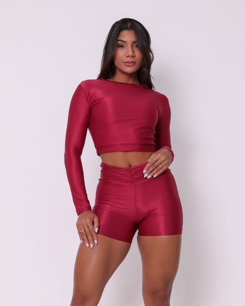 Conjunto Short Básico Cós Franzido Compressão + Top Maria