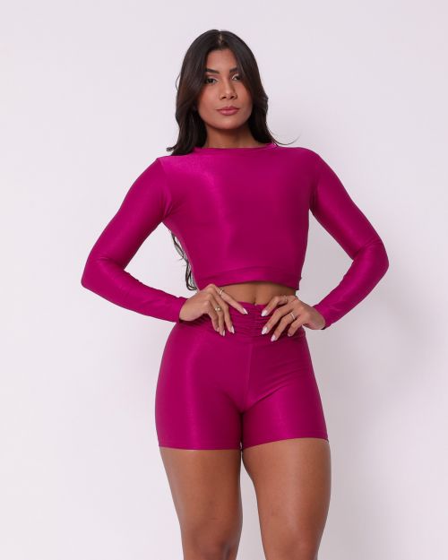 Conjunto Short Básico Cós Franzido Compressão + Top Maria