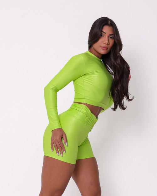 Conjunto Short Básico Cós Franzido Compressão + Top Maria