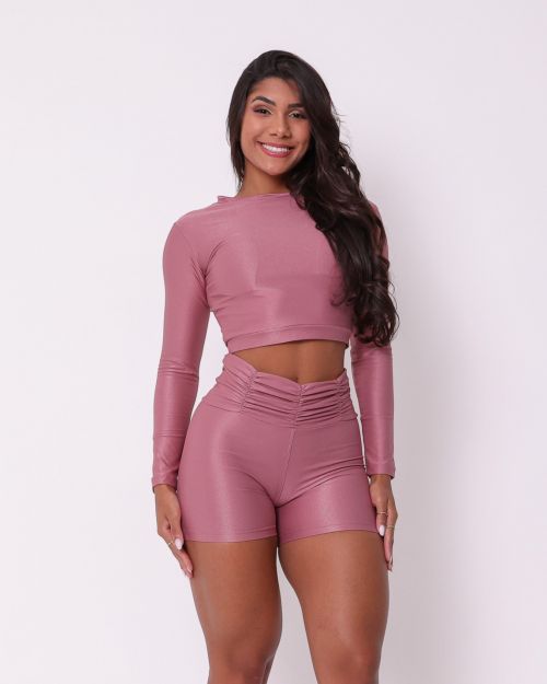 Conjunto Short Básico Cós Franzido Compressão + Top Maria