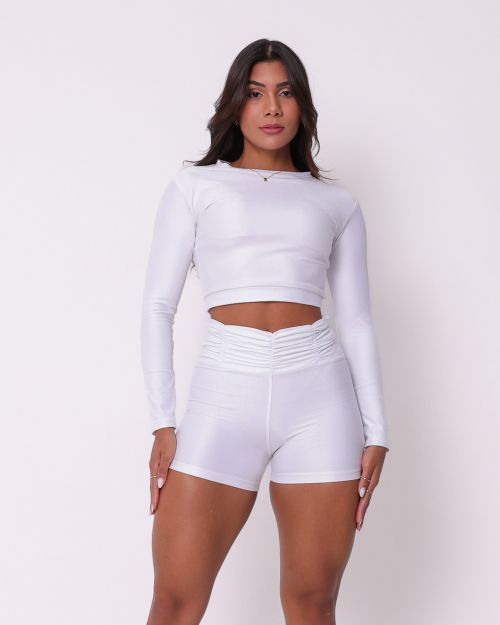 Conjunto Short Básico Cós Franzido Compressão + Top Maria