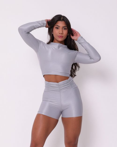 Conjunto Short Básico Cós Franzido Compressão + Top Maria