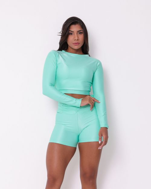 Conjunto Short Básico Cós Franzido Compressão + Top Maria