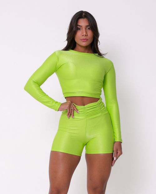 Conjunto Short Básico Cós Franzido Compressão + Top Maria