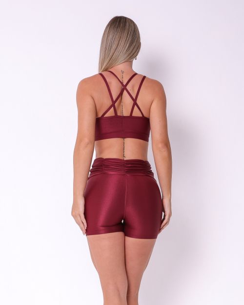 Conjunto Short Básico Cós Franzido Compressão + Top Vivi