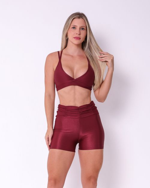 Conjunto Short Básico Cós Franzido Compressão + Top Vivi
