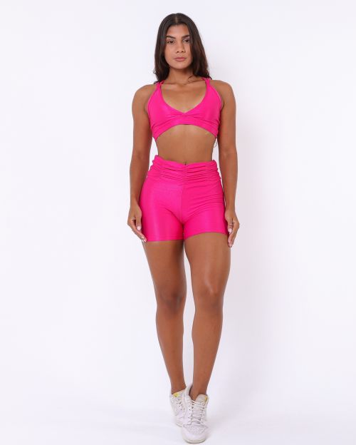 Conjunto Short Básico Cós Franzido Compressão + Top Vivi
