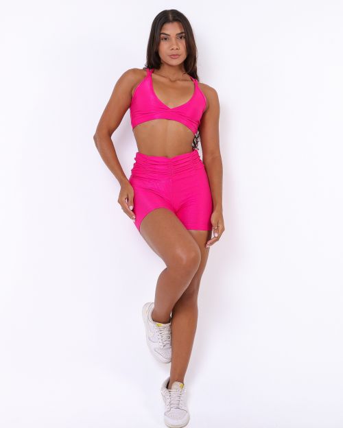 Conjunto Short Básico Cós Franzido Compressão + Top Vivi