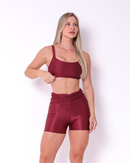 Conjunto Short Básico Cós Franzido Compressão + Top Tai