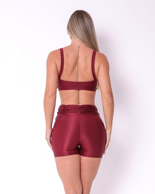 Conjunto Short Básico Cós Franzido Compressão + Top Tai