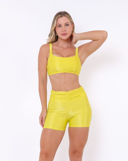 Conjunto Short Básico Cós Franzido Compressão + Top Tai