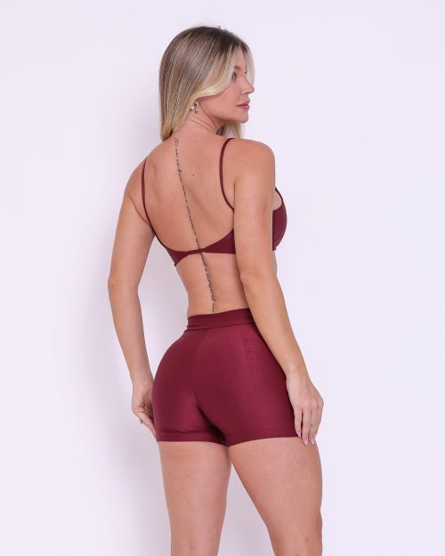 Conjunto Short Básico Cós Fino Compressão + Top Ju