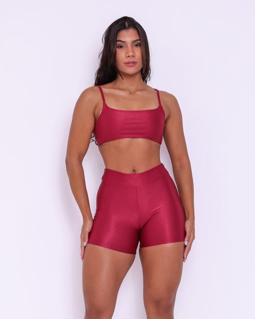 Conjunto Short Básico Cós Fino Compressão + Top Ju