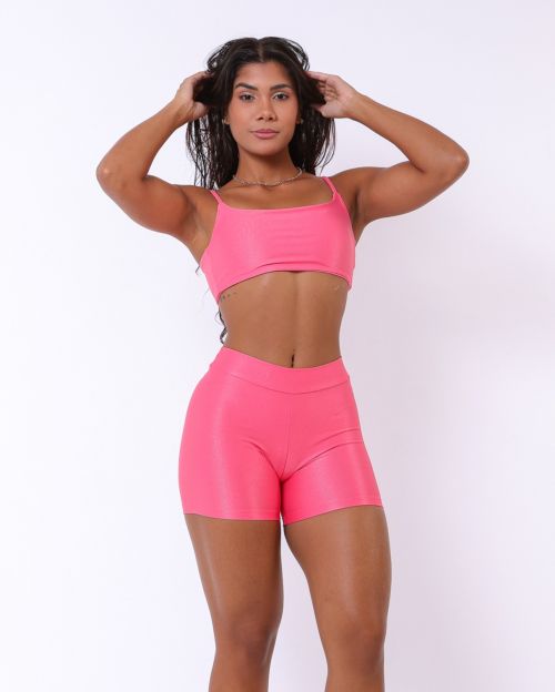Conjunto Short Básico Cós Fino Compressão + Top Ju