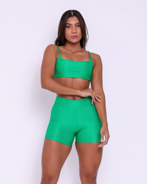 Conjunto Short Básico Cós Fino Compressão + Top Ju
