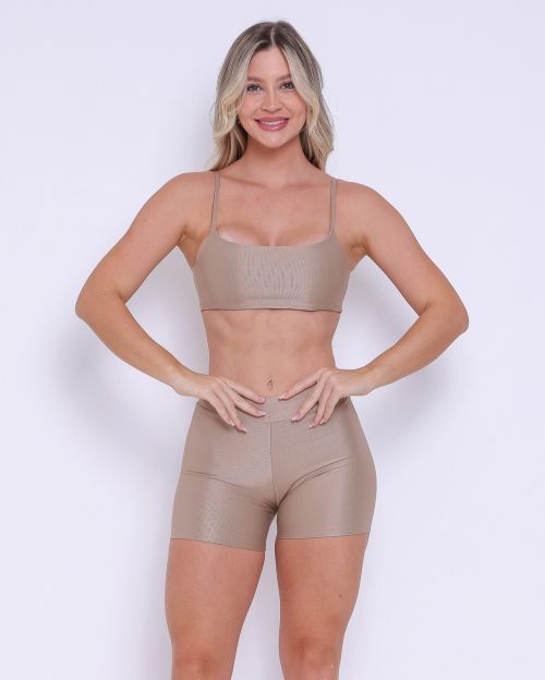 Conjunto Short Básico Cós Fino Compressão + Top Ju