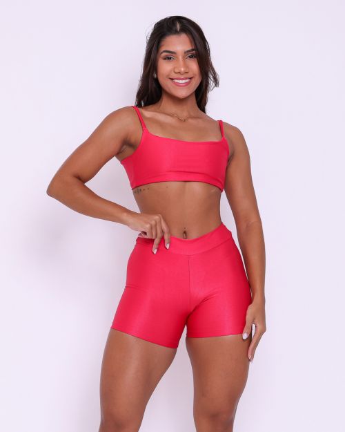 Conjunto Short Básico Cós Fino Compressão + Top Ju