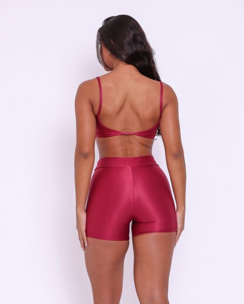 Conjunto Short Básico Cós Fino Compressão + Top Ju