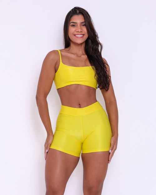 Conjunto Short Básico Cós Fino Compressão + Top Ju