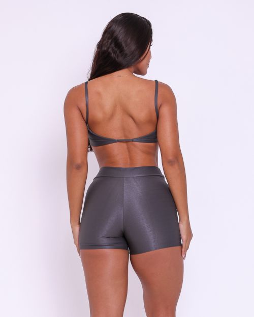 Conjunto Short Básico Cós Fino Compressão + Top Ju