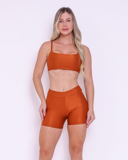 Conjunto Short Básico Cós Fino Compressão + Top Ju